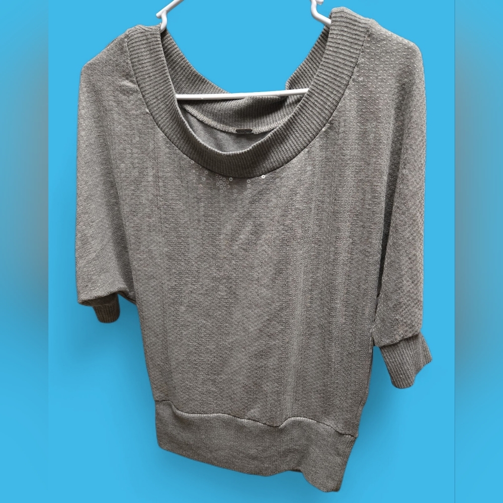 Gray Women's Scoop Neck Sweater With Sequins By Woof